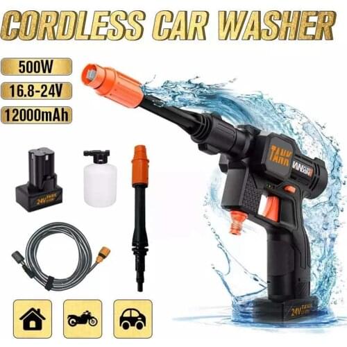 24V 12000mAh Cordless High Pressure Car Wash Water Gun Lithium Battery Portable High Pressure Washer Foam Generator Tornado