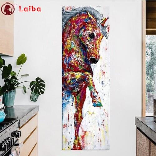 Diamond Abstract animal art colorful horse full square drill Rhinestone painting cross stitch diamond painting mosaic home art