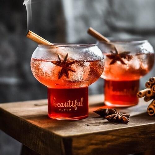 New Chinese ins sweet fruit wine glass printed glass juice cup Nordic dessert cup cold drink glass water bottle