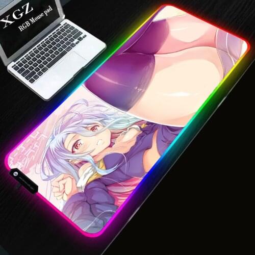 XGZ Sexy Anime Girl XL RGB Large Gaming Mouse Pad Keyboard Led with Backlit Computer Gamer Big Mause Pads PC Office Desk Mat