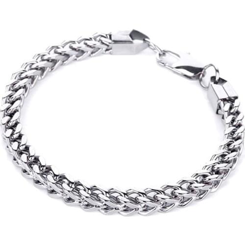 Cuban Chain Punk Hip-hop Rock Bracelet Rapper Cool Link Titanium Steel Men Bracelets Jewelry Silver Male Color Wholesale Hot