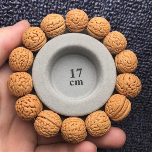 Wholesale 2 Pcs Natural Brain Walnut Beaded Bracelets Single Circle Strand Bracelets Men and Women Buddhist Prayer Jewelry 16mm