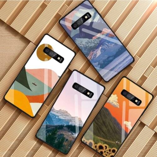 Continuous mountains Tempered Glass Phone Case For Samsung Galaxy S8 S9 S10 S20 PLUS J8 J6 J4 2018 NOTE 8 9 10 Cover Shell