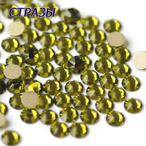 CTPA3bI Olivine SS16-SS40 Non Hot Fix Rhinestones Flatback Crystal Glass Glitter Rhinestones Glue On Clothing Dress Decoration