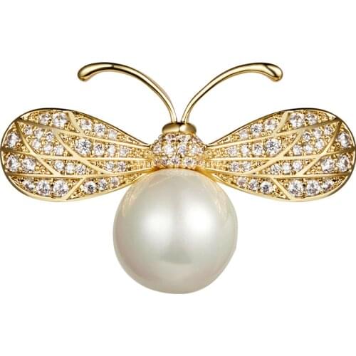 Dara Cute Fasion Bee Shell Pearl Brooch 2021 New Arrival