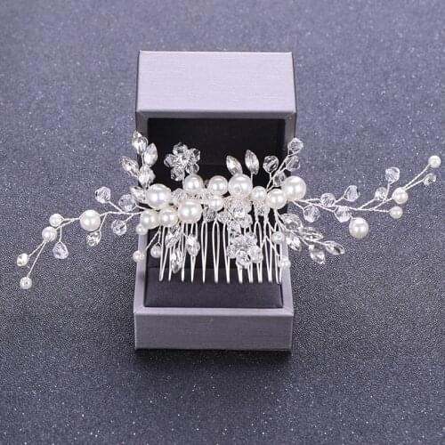 Elegant Bridal Hair Comb Wedding Hair Accessories Rhinestones Pearls Women Hairpins Bridal Headpiece Hair Jewelry Ornaments
