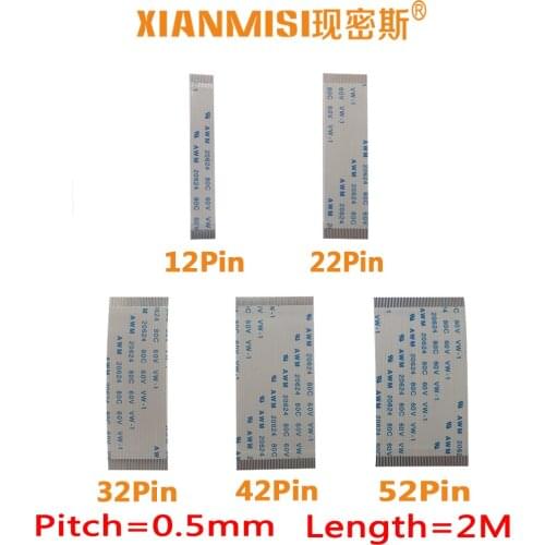 FFC/FPC Flat Flex Ribbon Cable 12Pin 22Pin 32Pin 42Pin 52Pin Same Side 0.5mm Pitch AWM VW-1 20798 80C 60V Length 2Meter 5PCS