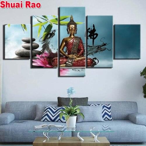 Zen Buddha Statue Full Square Round Drill 5 Piece Diamond Painting Diamond Embroidery Mosaic Painting Mosaic Set Wall art