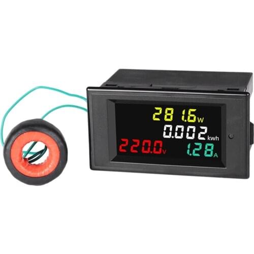 AC Power Meter,AC 80-300V 100A Voltage Current Color LCD Display Panel 220V Voltmeter Factor Frequency Tester