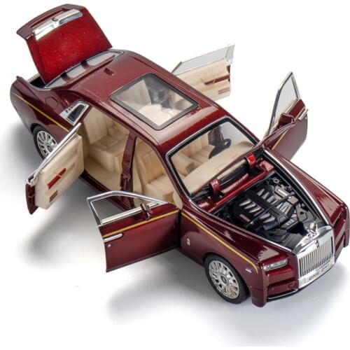 1/24 Diecast Alloy Car Model Rolls Royce Phantom Simulation Toys Model 6 Doors Opened With Light Pull Back For Boy Children Gift