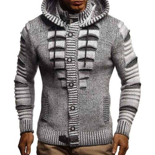 Nice New Autumn Winter Mens Cardigan Sweater British Style Hooded Knitwear Sweater Male Single Breasted Sweatercoat