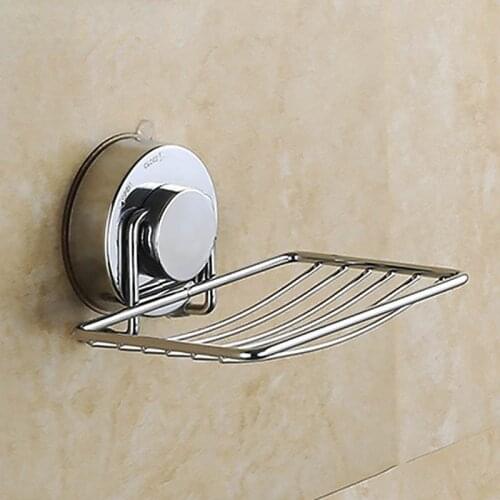Suction Cup Soap Holder Drain Stainless Steel Wall-Mounted Soap Dish Shower Box Dish Punch-Free Bathroom Accessories