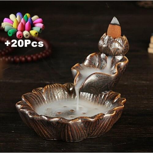 Personality Home Decorations Creative Lotus Stone Mill Landscape Decoration Ceramic Backflow Incense Burner Aromatherapy Scented