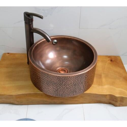 Cangler hand hammered copper bathroom sink round double wall basin wash hand basin home improvement for home stay hotel villas