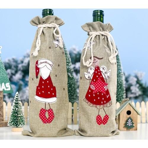 Christmas Decorations For Home Santa Claus Wine Bottle Cover Snowman Stocking Gift Holders Xmas Navidad Decor New Year