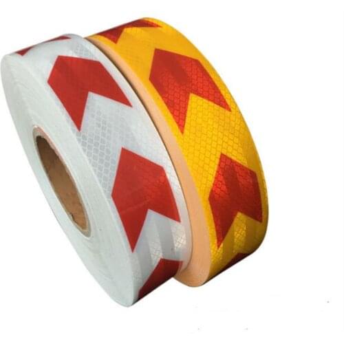 5CM*45M Self-Adhesive PET Super Reflective Safety Tape Road Traffic Construction Site Floor Wall Arrow Guide Warning Sign