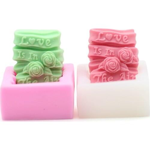 Handmade Silicone Soap Mold Diy Love Rose Rectangle Soap Making Mould Arts Decorative