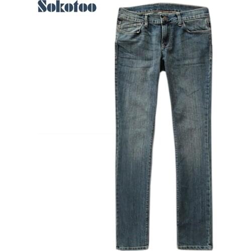 Женские высокие джинсы SOKOTOO China At AliExpress