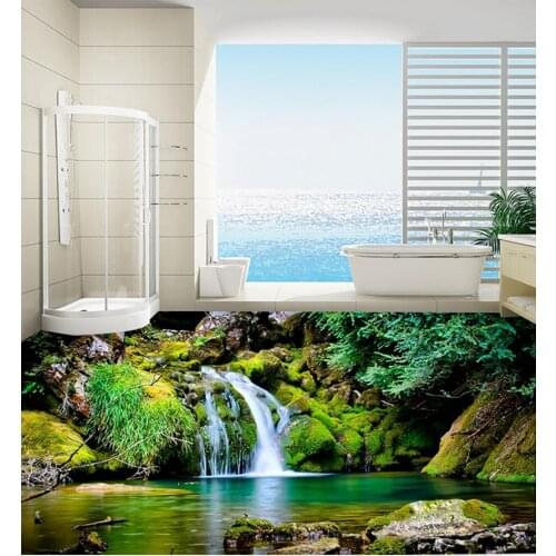 Modern Custom 3D floor mural natural scenery of lake self-adhesive PVC Wallpaper
