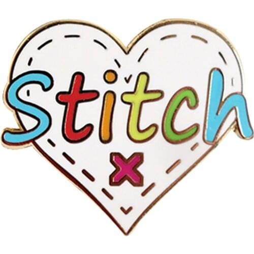 Stitch enamel pin, sewing badge