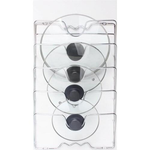 Pot Lid Rack 5-layer Storage Holder Pot Cover Organizer Wall Mount Kitchen Anti-fall Drying Pan Pot Rack Cover Spoon Rest Stand