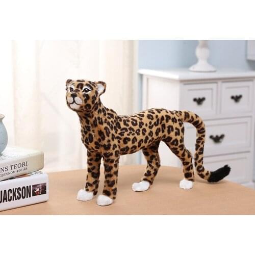 Plastic&fur simulation leopard hard model about 26x20cm standing leopard prop craft home decoration toy gift w0307