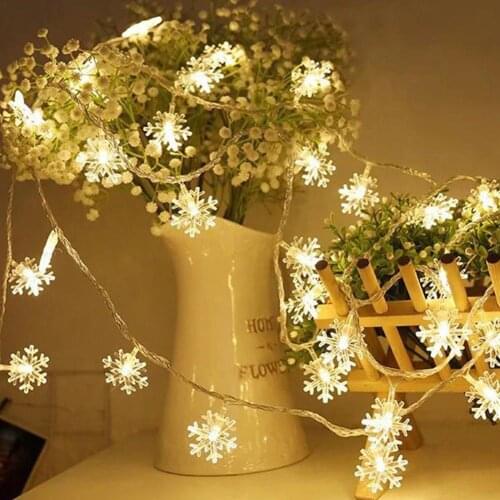 USB 20LED Snowflake Shape Fairy String Light Christmas Holiday Party Tree Decor Christmas Lamp Holiday Party Wedding Decorative