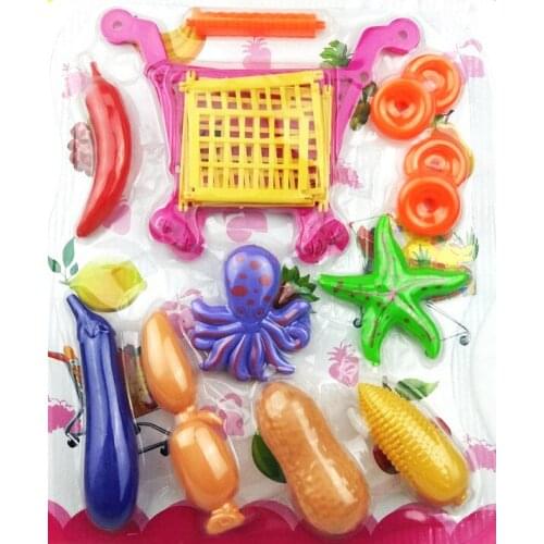 Water cloth beginners suit Hognsign Children Play Mini Trolley Plastic Toy Simulated Shopping Cart Fruits And Vegetable