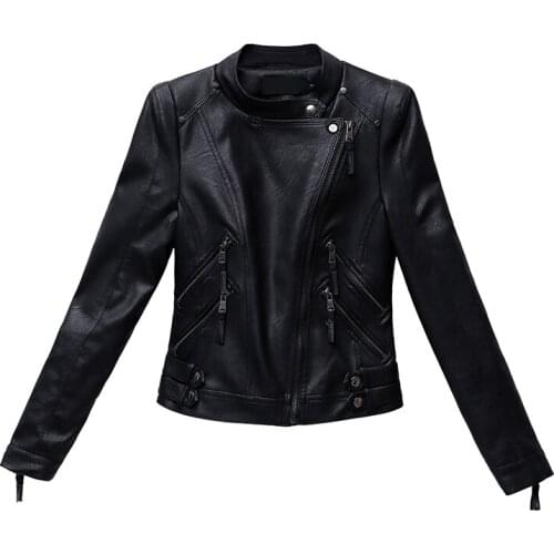 2020 New Autumn Women Pu Leather Jacket Woman Zipper Short Coat Female Black Punk Bomber Faux Leather Outwear spring Blazer