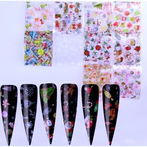 10 Sheets Nail Art Transfer Foil Christmas Style Nail Sticker Foils Leopard Print Universe Beauty Nail Decal Retail