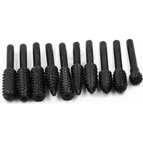 10pcs Set Rotary Rasp File 6mm Shank Burr File Rasp Woodworking Drill Bits Rotary File Wood Drilling DIY Tool Accessories