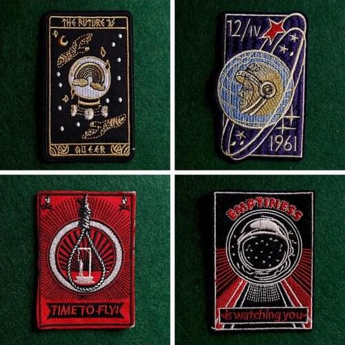 2Pcs/lot Rocket Patches Embroidery Patch Iron On Patches For Clothes Astronaut Embroidered Patches For Clothing Applique DIY