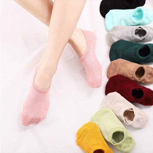 High Quality New Women Boat Socks Cotton 5Pairs/lot Candy Color Womens Socks Silicone Non-slip invisible Socks Shallow Mouth