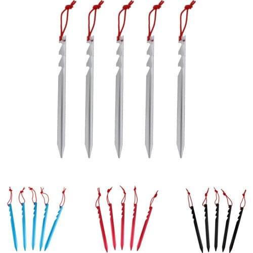 5Pcs Aluminium Alloy 7" Camping Trip Tent Tarp Pegs Stake Nail Ground Spikes