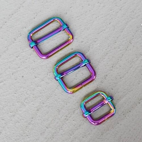 50 Pcs 15/20/25mm Colourful Metal Slider Adjustment Slides Tri-glides Roller Pin Buckles Handbag Strap Slider Adjuster Belt