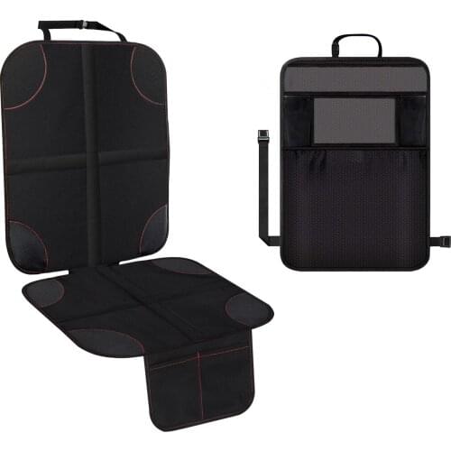Car Seat Protector&Backseat Car Organizer Kit Car Back Seat Protective Mat Durable Anti-slip Easy Cleaning with Storage Pockets