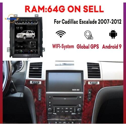 Car Radio For Cadillac Escalade 2007 2008 2009-2012 Tesla Vertical Screen Dvd Multimedia Gps Navigation Stereo Vedio Receiver