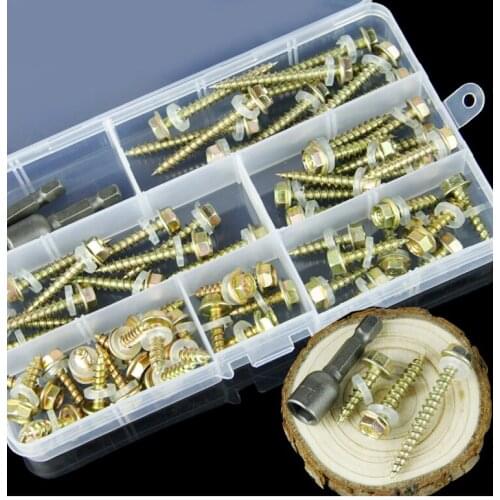 Free shipping 62pcs Colored zinc six angle headband cushion, self attack screw, six angle wooden screw M5 sleeve and sleeve