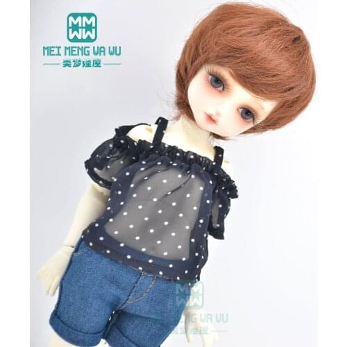BJD accessories doll clothes for 27cm-30cm 1/6 MYOU YOSD doll fashion Polka Dot Shirt, Jeans