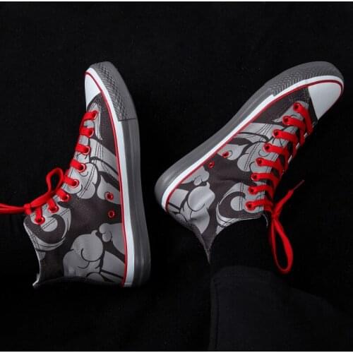 Maggies Walker Unisex Fashion Spring Casual Shoes Lacing Trendy Outdoor Shoes Lover Printed Canvas Walking Shoes Size 35~44