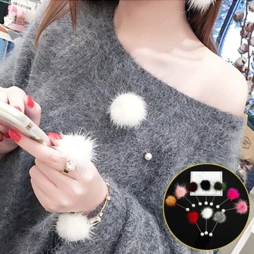 Ladies Fashion Simple Pearl Hair Ball Brooch Cute Pin Accessories Brooch Collar Flower Flower Neck Flower Sweater Jewelry