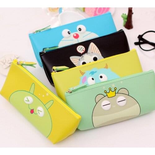 Cartoon Big Eyes School Storage Bag Orgnizer Pencil Case Cute PU Pen Bag Storage Pouch Children Pencil Bag School Supplies