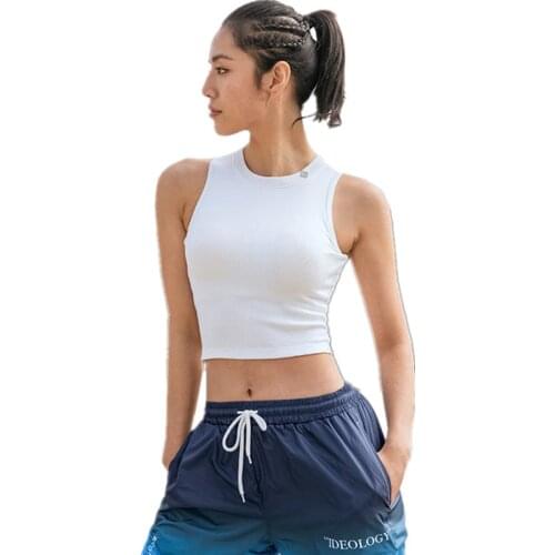 CHREIFIT Summer New High Collar Sports Vest Women Elastic Tight Sleeveless Running Vest Crop Top Workout Quick-Dry Yoga Tops