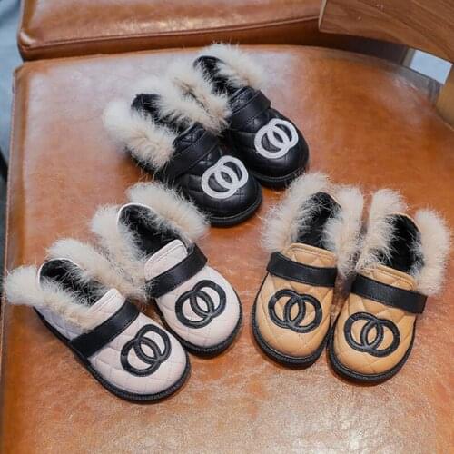 Kids Shoes Girls Shoes Winter Warm Cotton Shoes PU Leather Girls Dress Shoes Kids