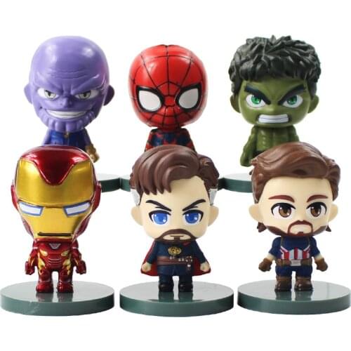 6pcs/lot Infinity War Avengers Thanos Iron Man Hulk Doctor Captain America Spiderman Figure Toys Gift for Kids