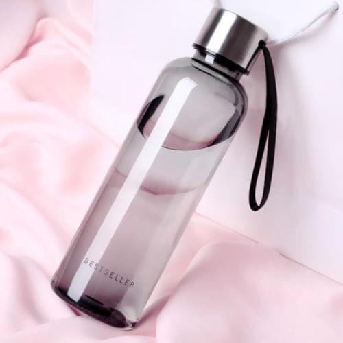 Leak Proof Brief Water Bottle Creative Sport Drinking Water Glass with Carry Strap Transparent Portable Student Outdoor