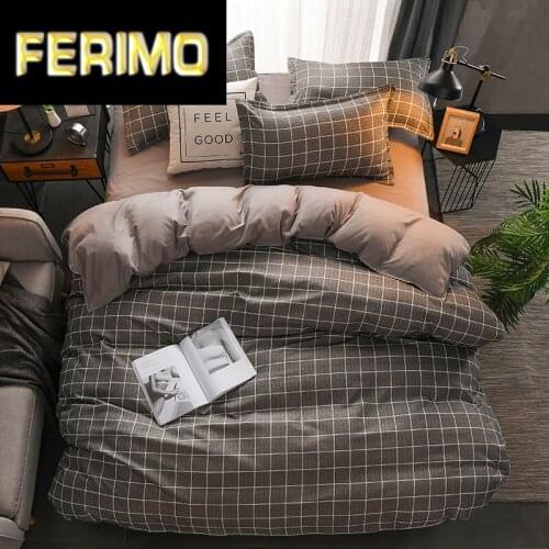 Classic bedding set 5 size grey blue grid summer bed linen 4pcs/set duvet cover set Pastoral bed sheet AB side duvet cover 2020