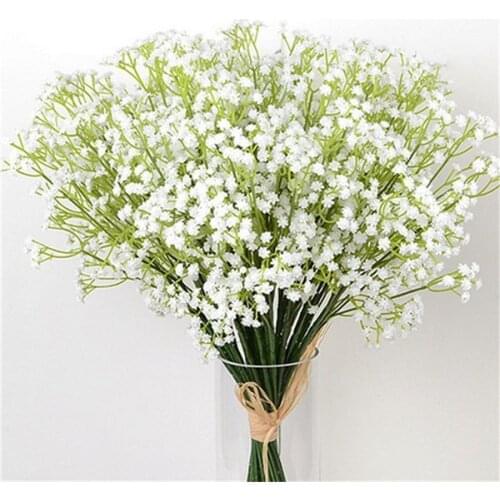 Hot 1 Pcs Beautiful WhiteBabybreath Artificial Flowers Fake Gypsophila DIY Floral Bouquets Arrangement Wedding Home Decor Fall