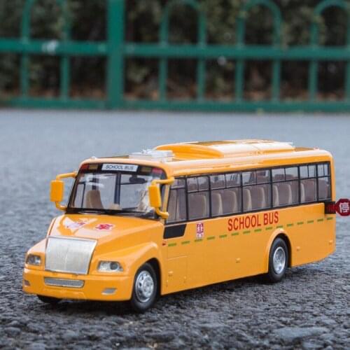 Diecast 1:32 Scale Large School Bus Alloy Sound and Light Cars Model Metal Toys Gifts Boys Collectible Display Decoration Show