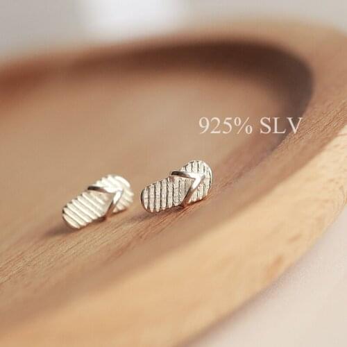 Brief flip flops stud earring female s925 pure sv personalized fashion small anti-allergic earring